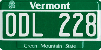 VT license plate ODL228