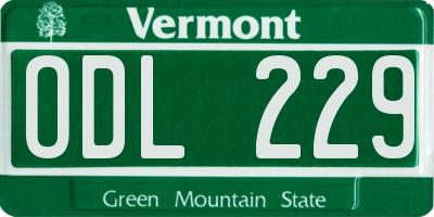 VT license plate ODL229