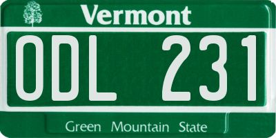 VT license plate ODL231
