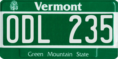 VT license plate ODL235
