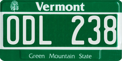 VT license plate ODL238