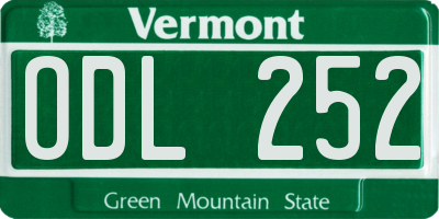 VT license plate ODL252