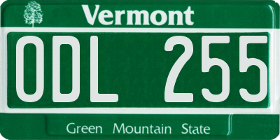 VT license plate ODL255