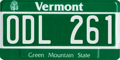 VT license plate ODL261