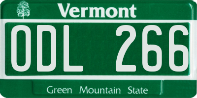 VT license plate ODL266