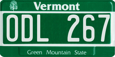 VT license plate ODL267