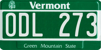VT license plate ODL273