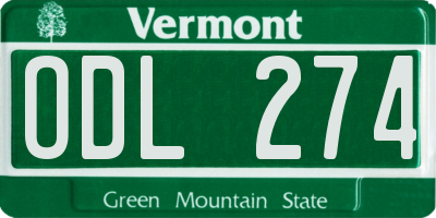 VT license plate ODL274