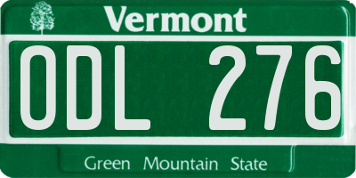 VT license plate ODL276