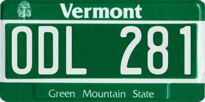 VT license plate ODL281
