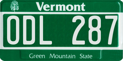 VT license plate ODL287