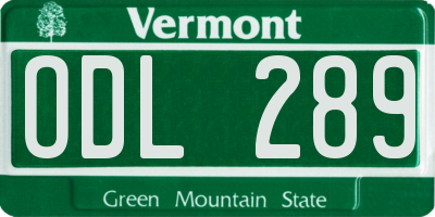 VT license plate ODL289