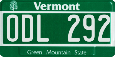 VT license plate ODL292