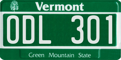 VT license plate ODL301