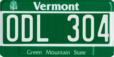 VT license plate ODL304