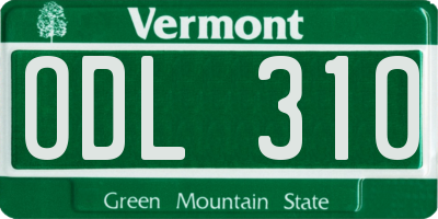 VT license plate ODL310