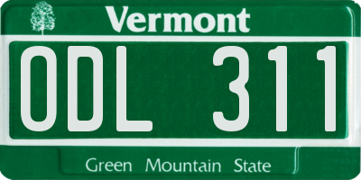 VT license plate ODL311