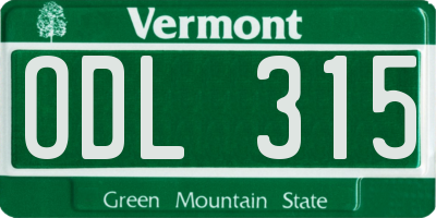 VT license plate ODL315