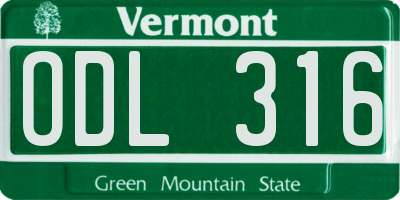 VT license plate ODL316