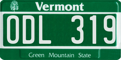 VT license plate ODL319