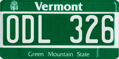 VT license plate ODL326