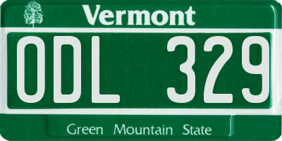 VT license plate ODL329