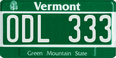 VT license plate ODL333