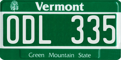 VT license plate ODL335