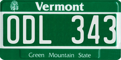 VT license plate ODL343