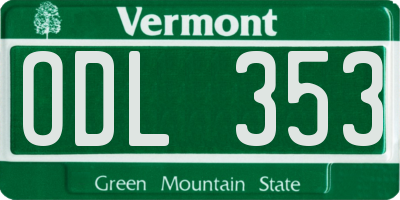 VT license plate ODL353
