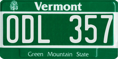 VT license plate ODL357