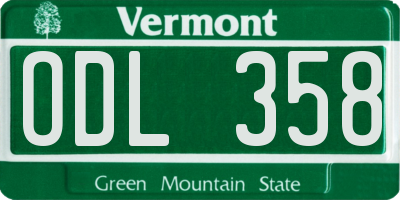 VT license plate ODL358