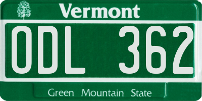VT license plate ODL362