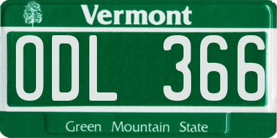 VT license plate ODL366