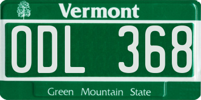 VT license plate ODL368