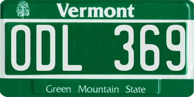 VT license plate ODL369