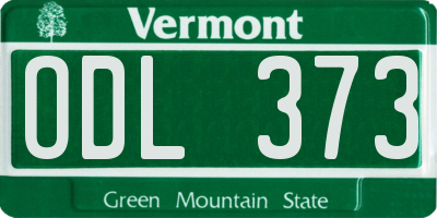 VT license plate ODL373