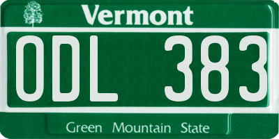 VT license plate ODL383