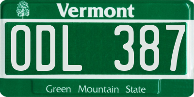 VT license plate ODL387