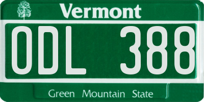 VT license plate ODL388