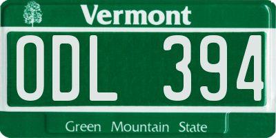 VT license plate ODL394
