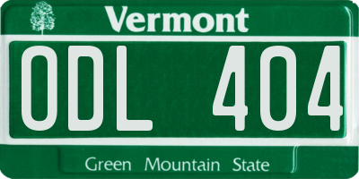 VT license plate ODL404