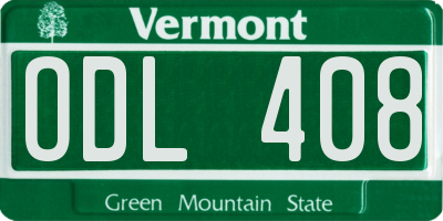 VT license plate ODL408