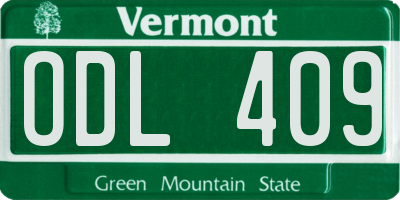 VT license plate ODL409