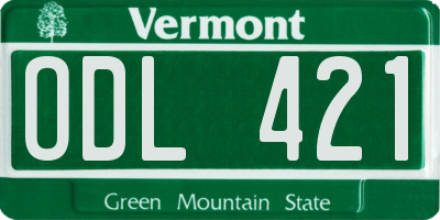 VT license plate ODL421