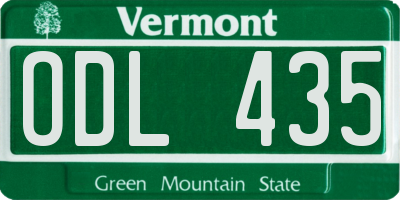 VT license plate ODL435