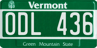 VT license plate ODL436