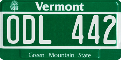 VT license plate ODL442