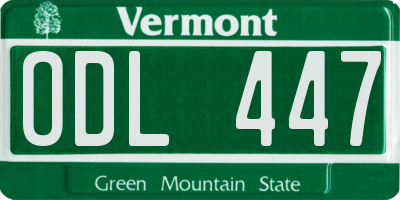 VT license plate ODL447