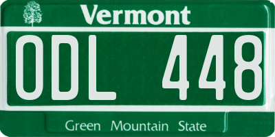 VT license plate ODL448
